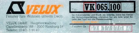 Velux Typenbezeichnung - Fenster von 1972 bis 1991