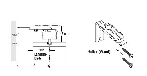 Aufrisszeichnung zur Lamellenvorhang Wandmontage