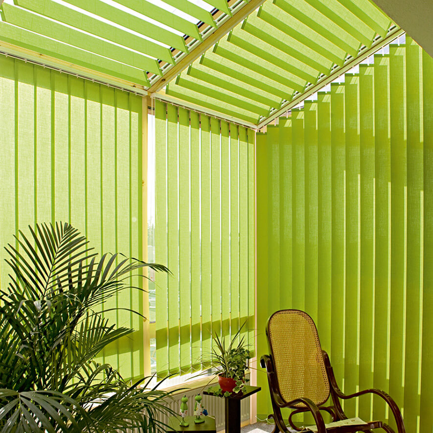 Planfondanlage Lamellenvorhänge für Wintergärten und Glashäuser