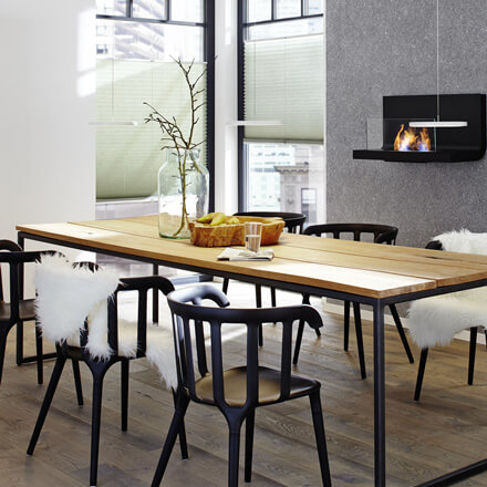 Grün-Graue Plissees mit zwei Zugschnüren im Esszimmer