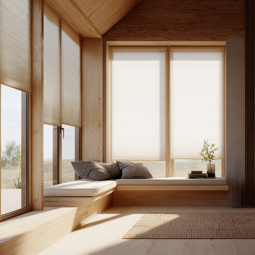 Beige Rollos ohne Bohren in der Küche