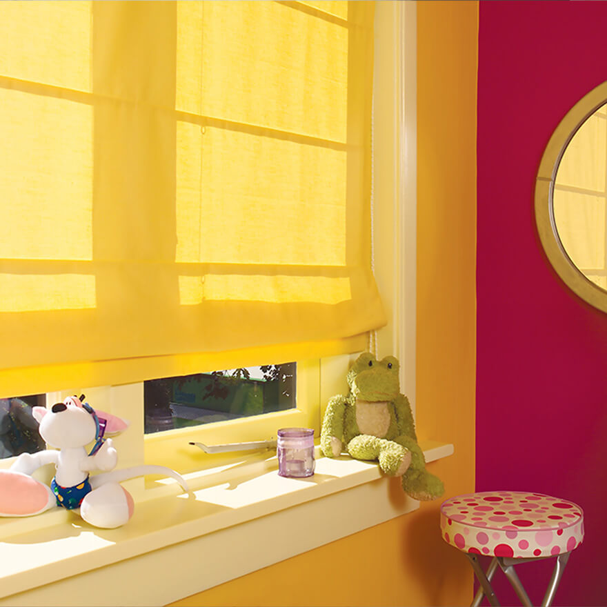 Raffrollo gelb, Kinderzimmer