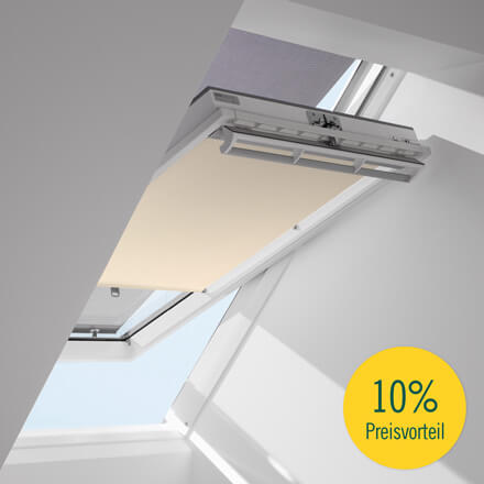 Velux® Vorteils-Set: Sichtschutzrollo – Hitzeschutz-Markise  Velux® Vorteils-Set: Sichtschutzrollo + Hitzeschutz-Markise