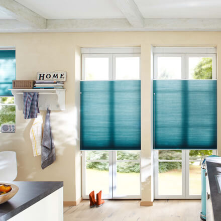 Doppelschnur Wabenplissee in Türkis