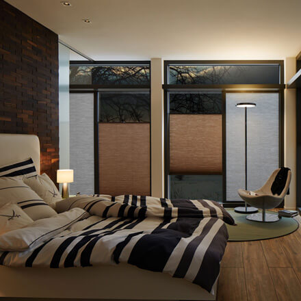 Wabenplissee im Schlafzimmer: Stoffe zur Abdunkelung