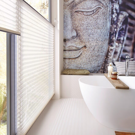 Wabenplissees Sonnenschutz Badezimmer Weiß