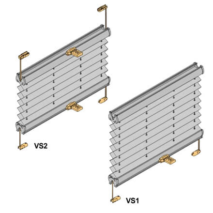 Vergleich Wabenplisssees Pictogramme fest verspannt Modell VS2 und VS1