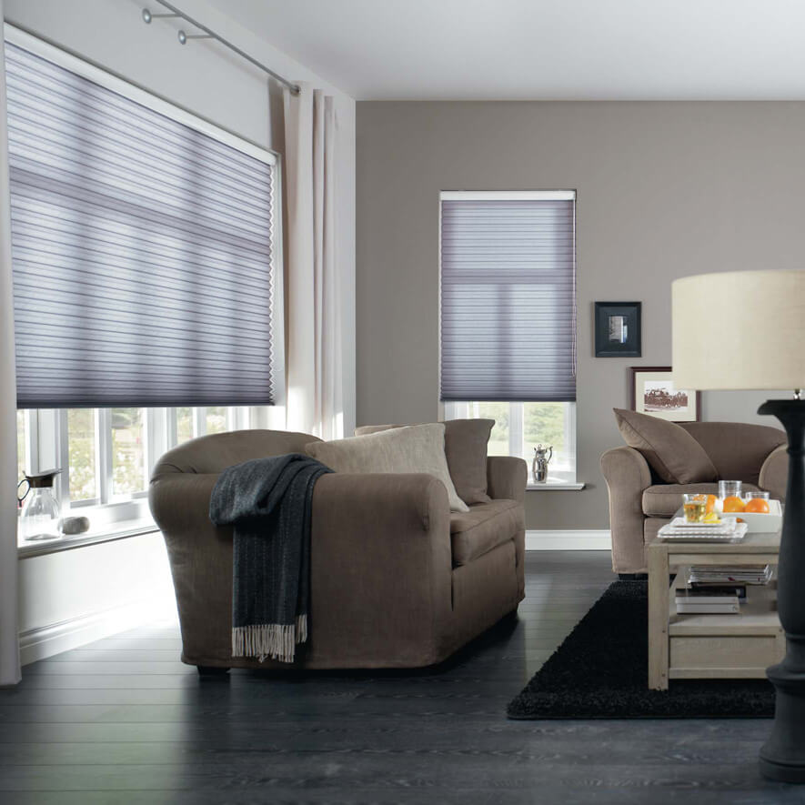 Wabenplissee Kettenzug Wohnzimmer blau