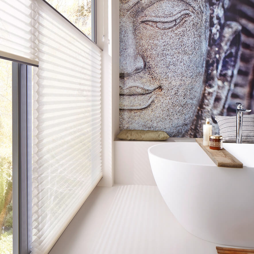 Wabenplissees Sonnenschutz Badezimmer Weiß