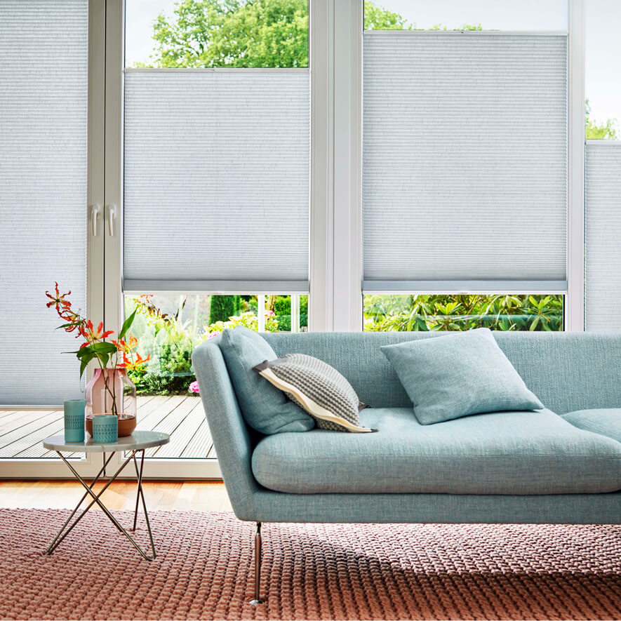 Wabenplisssee VS2 fest verspannt im Wohnzimmer