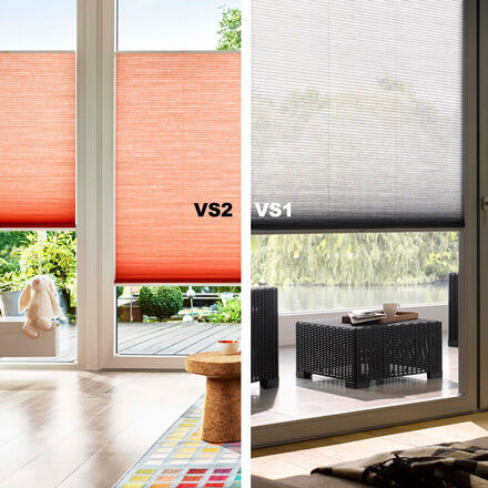 Fest verspanntes Wabenplissee Modell VS1, Modell VS2