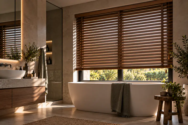 Holzjalousie im Badezimmer